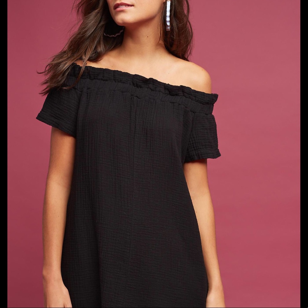 ✨ANTHRO Black Off-the-Shoulder Dress✨